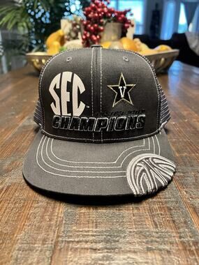 2012 SEC Champions Vanderbilt Black Flat Bill Mesh Back Trucker Baseball Hat Cap